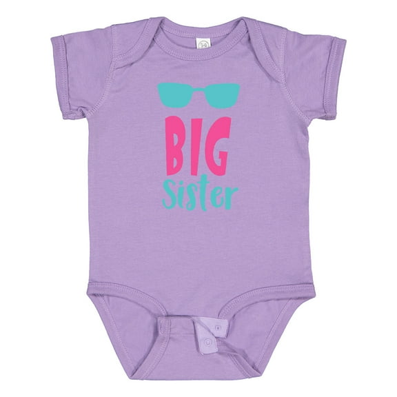 Inktastic Big Sister, Older Sister, Sunglasses - Blue Pink Girls Baby Bodysuit