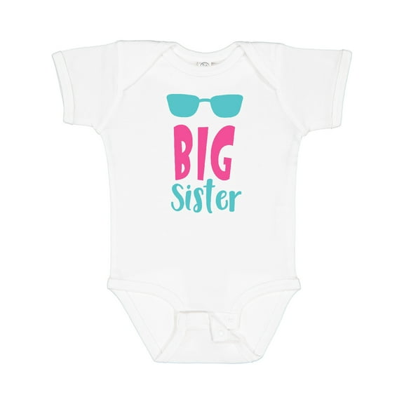 Inktastic Big Sister, Older Sister, Sunglasses - Blue Pink Girls Baby Bodysuit