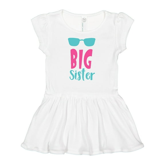 Inktastic Big Sister, Older Sister, Sunglasses - Blue Pink Girls Baby Dress