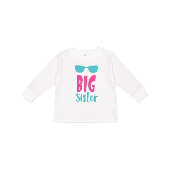 Inktastic Big Sister, Older Sister, Sunglasses - Blue Pink Girls Long Sleeve Toddler T-Shirt