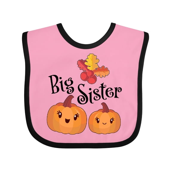 Inktastic Big Sister Pumpkins with Fall Leaves Girls Baby Bib