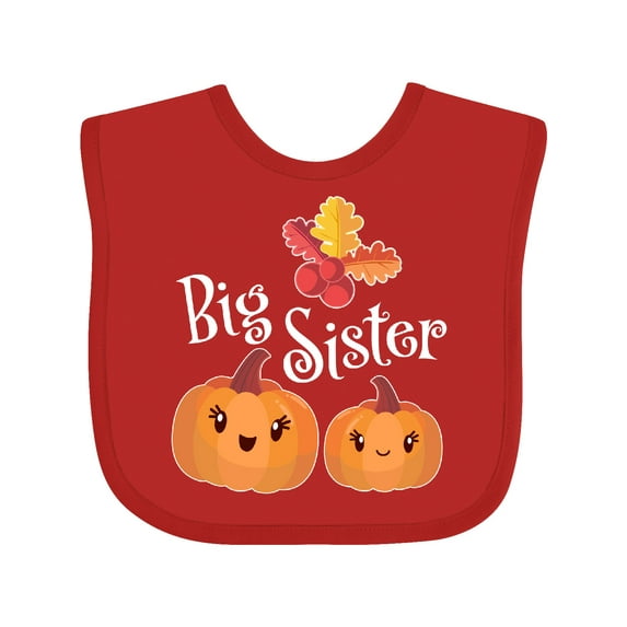 Inktastic Big Sister Pumpkins with Fall Leaves Girls Baby Bib