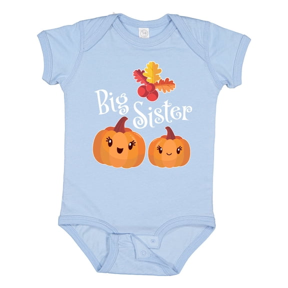Inktastic Big Sister Pumpkins with Fall Leaves Girls Baby Bodysuit