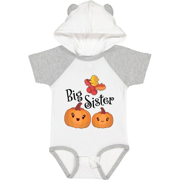 Inktastic Big Sister Pumpkins with Fall Leaves Girls Baby Bodysuit