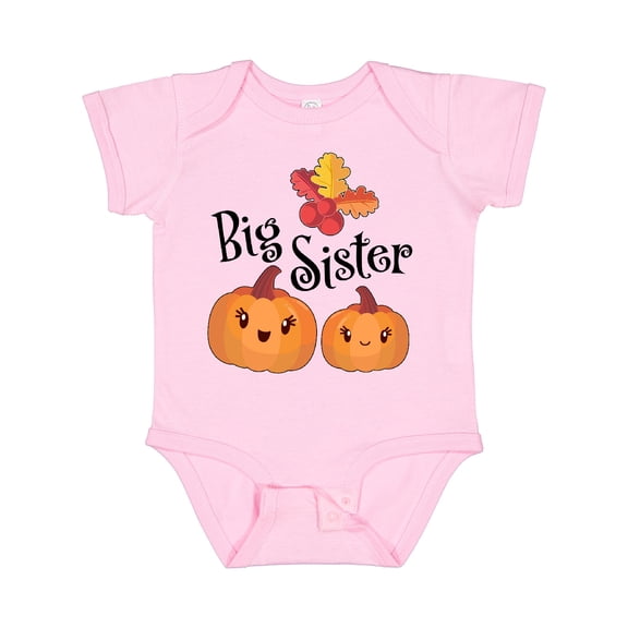 Inktastic Big Sister Pumpkins with Fall Leaves Girls Baby Bodysuit