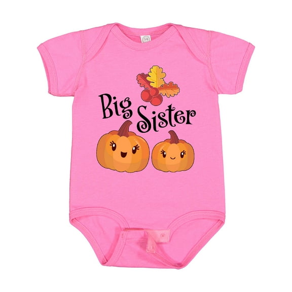 Inktastic Big Sister Pumpkins with Fall Leaves Girls Baby Bodysuit