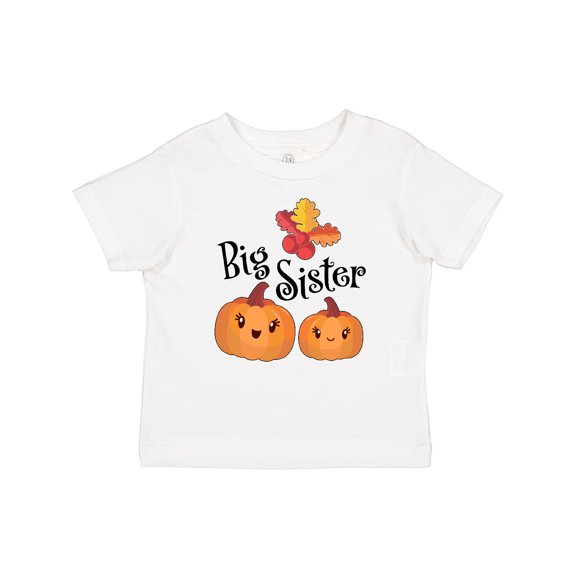 Inktastic Big Sister Pumpkins with Fall Leaves Girls Baby T-Shirt