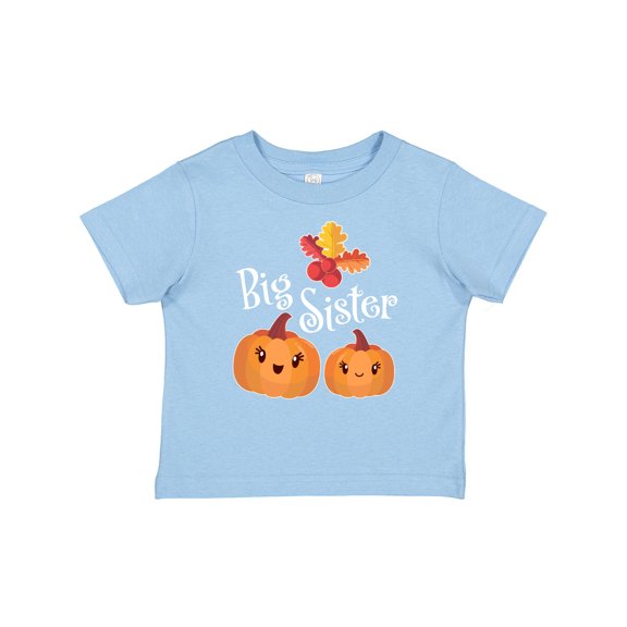 Inktastic Big Sister Pumpkins with Fall Leaves Girls Baby T-Shirt