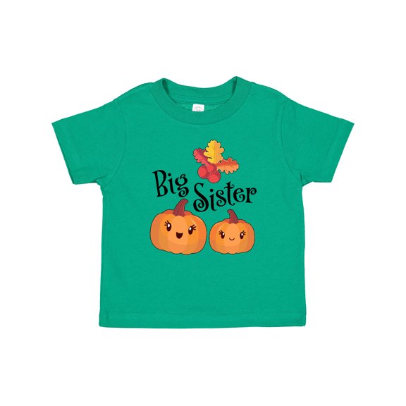 Inktastic Big Sister Pumpkins with Fall Leaves Girls Baby T-Shirt