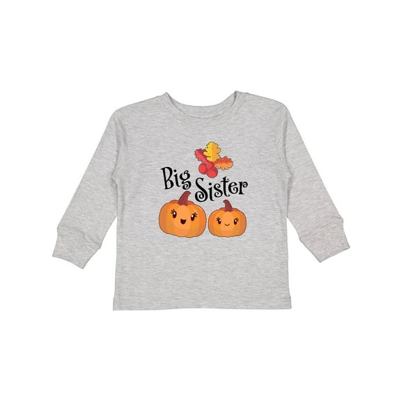 Inktastic Big Sister Pumpkins with Fall Leaves Girls Long Sleeve Toddler T-Shirt