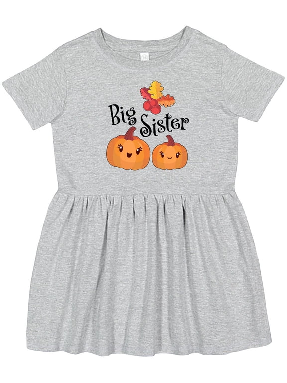 Big Sister Pumpkins with Fall Leaves Girls Toddler Dress