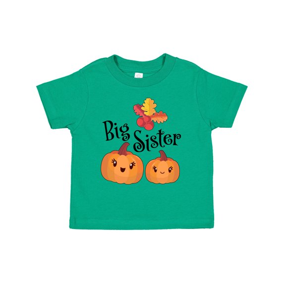 Inktastic Big Sister Pumpkins with Fall Leaves Girls Toddler T-Shirt
