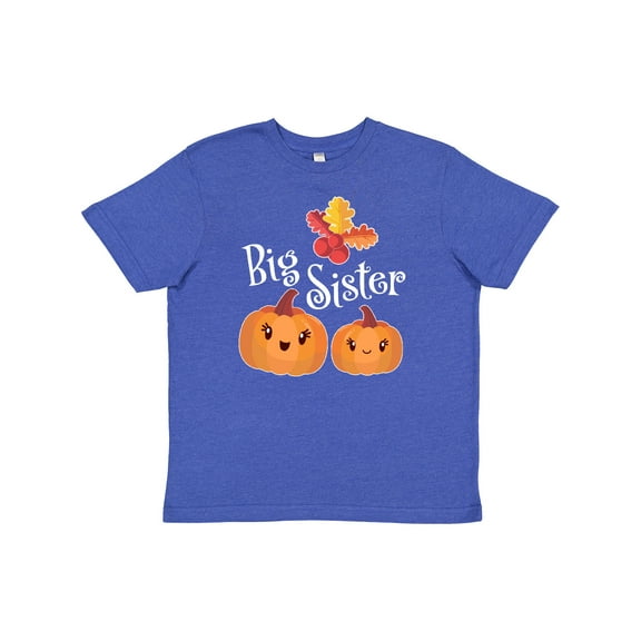 Inktastic Big Sister Pumpkins with Fall Leaves Youth T-Shirt