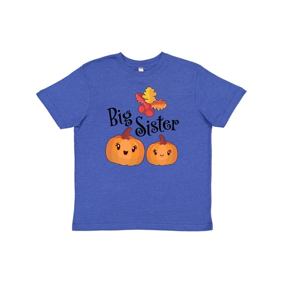 Inktastic Big Sister Pumpkins with Fall Leaves Youth T-Shirt