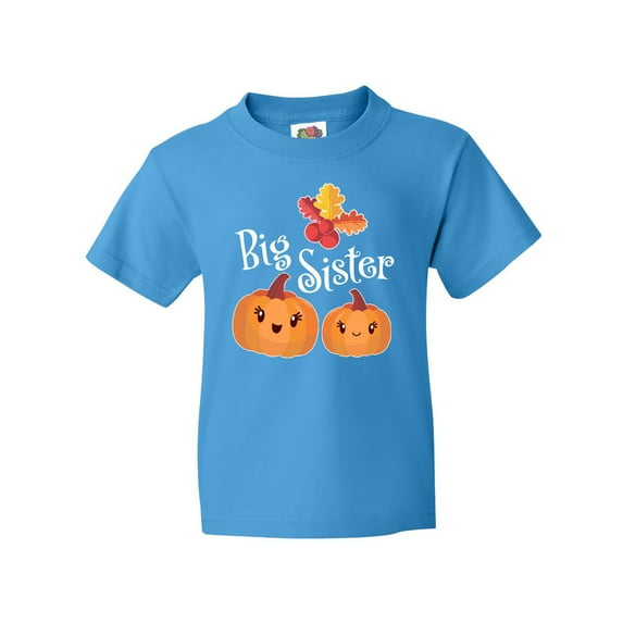 Inktastic Big Sister Pumpkins with Fall Leaves Youth T-Shirt