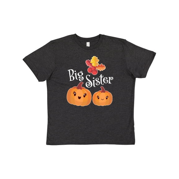 Inktastic Big Sister Pumpkins with Fall Leaves Youth T-Shirt