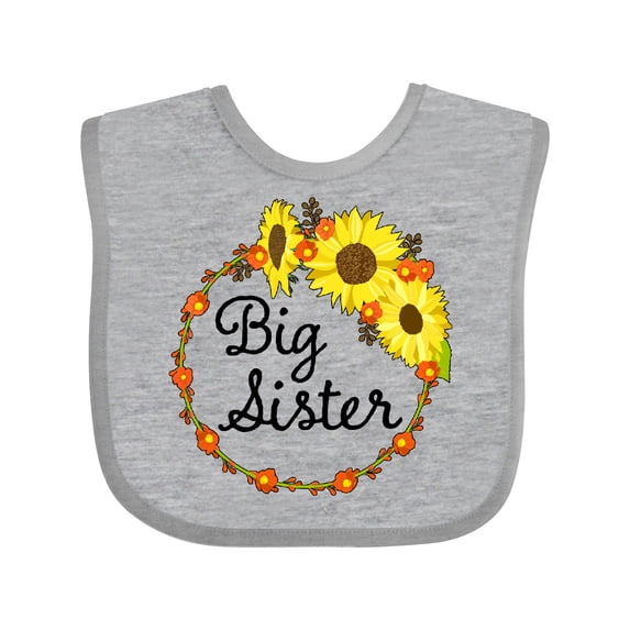Inktastic Big Sister Sunflower Wreath Boys or Girls Baby Bib