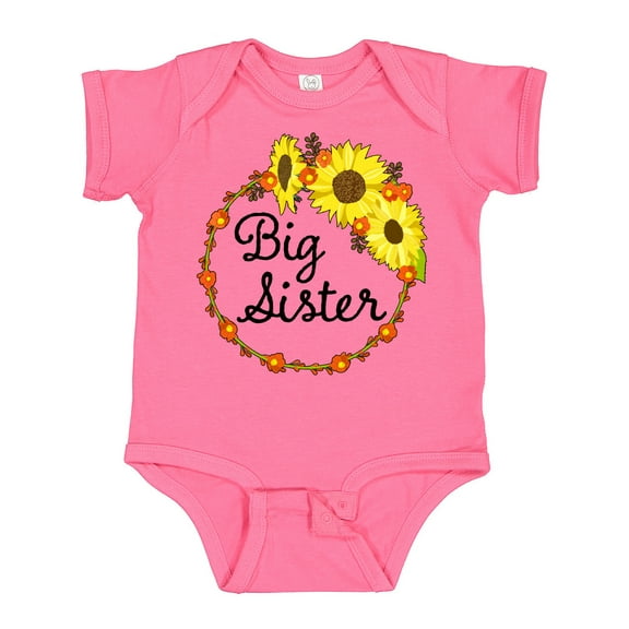 Inktastic Big Sister Sunflower Wreath Boys or Girls Baby Bodysuit