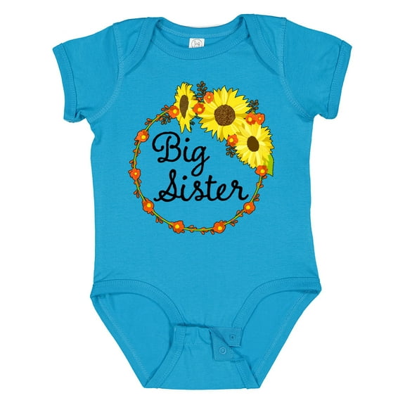 Inktastic Big Sister Sunflower Wreath Boys or Girls Baby Bodysuit