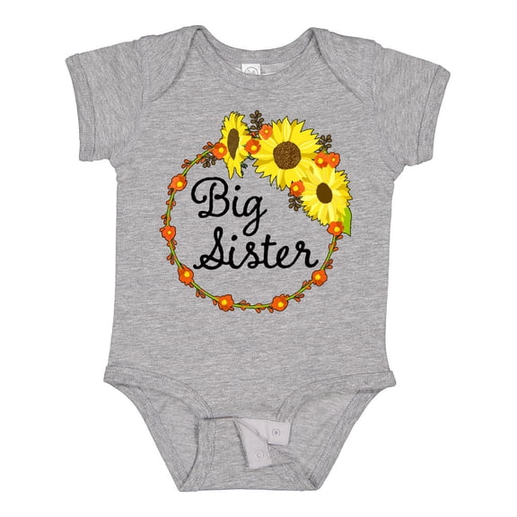 Inktastic Big Sister Sunflower Wreath Boys or Girls Baby Bodysuit