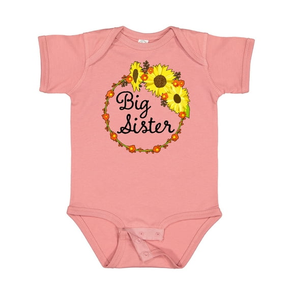 Inktastic Big Sister Sunflower Wreath Boys or Girls Baby Bodysuit