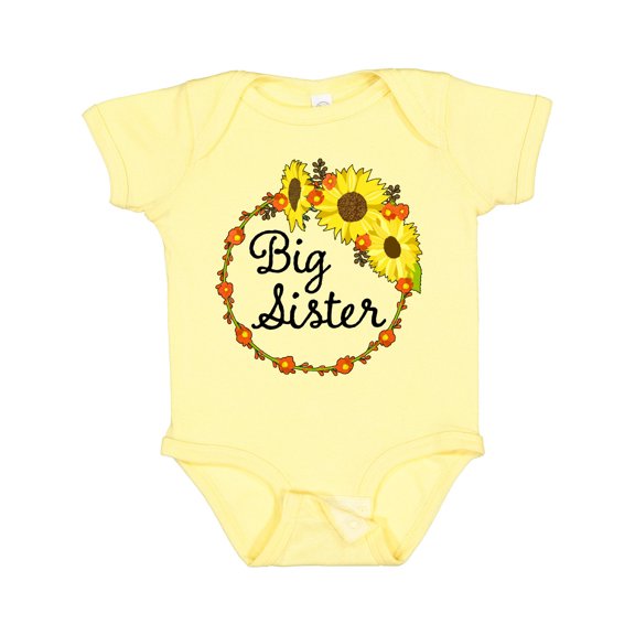 Inktastic Big Sister Sunflower Wreath Boys or Girls Baby Bodysuit