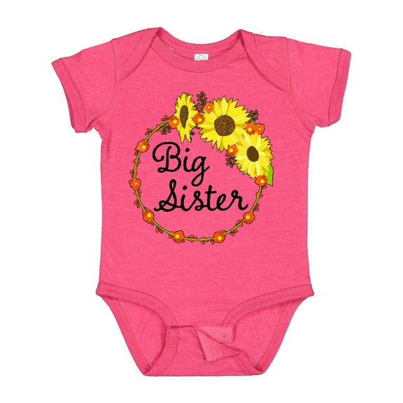 Inktastic Big Sister Sunflower Wreath Boys or Girls Baby Bodysuit