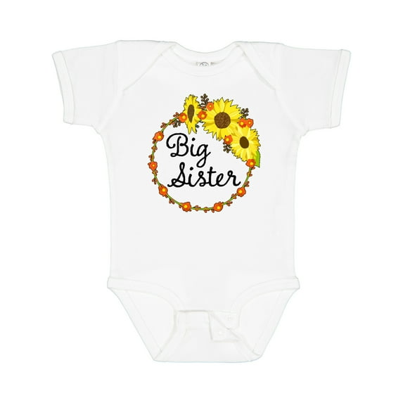 Inktastic Big Sister Sunflower Wreath Boys or Girls Baby Bodysuit