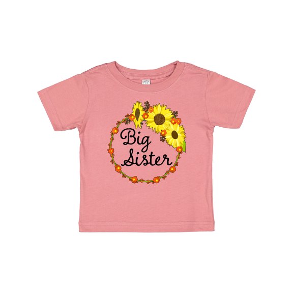 Inktastic Big Sister Sunflower Wreath Boys or Girls Baby T-Shirt