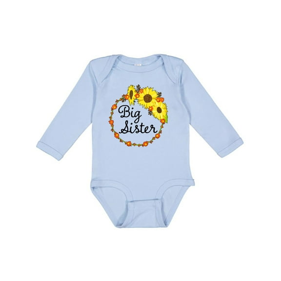 Inktastic Big Sister Sunflower Wreath Boys or Girls Long Sleeve Baby Bodysuit