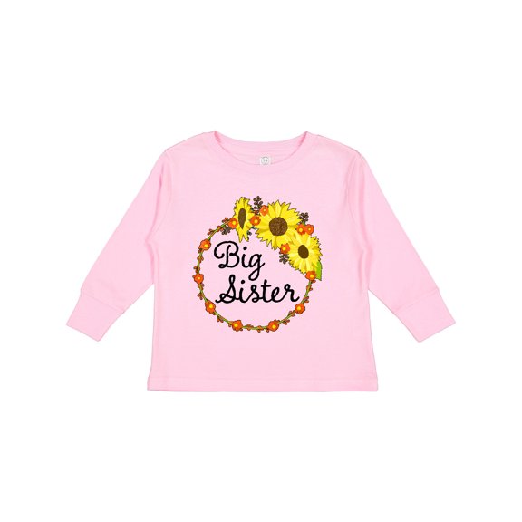 Inktastic Big Sister Sunflower Wreath Boys or Girls Long Sleeve Toddler T-Shirt