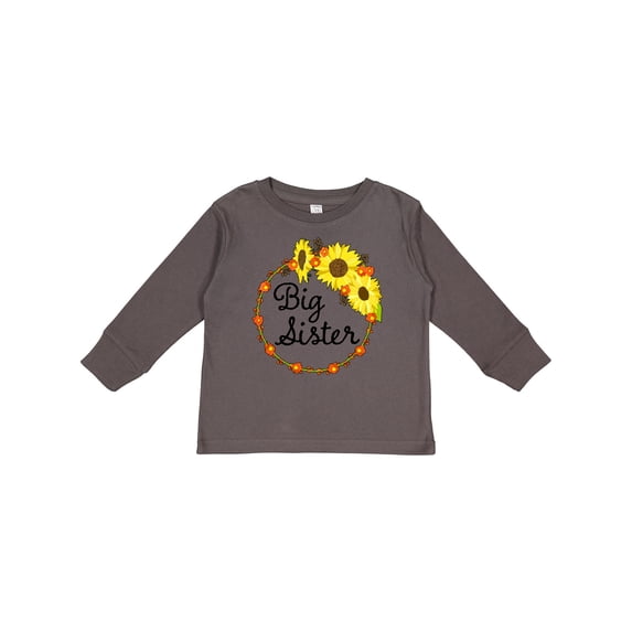 Inktastic Big Sister Sunflower Wreath Boys or Girls Long Sleeve Toddler T-Shirt