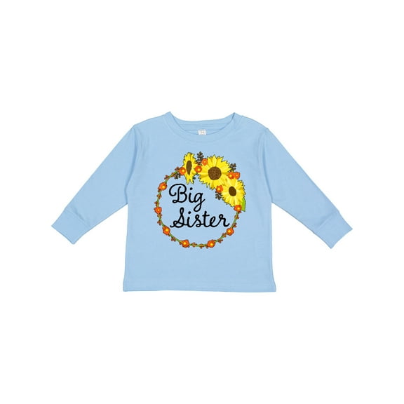 Inktastic Big Sister Sunflower Wreath Boys or Girls Long Sleeve Toddler T-Shirt