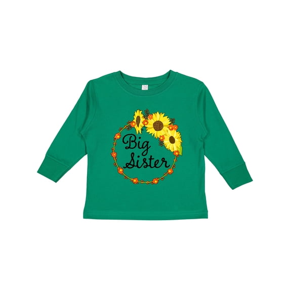 Inktastic Big Sister Sunflower Wreath Boys or Girls Long Sleeve Toddler T-Shirt