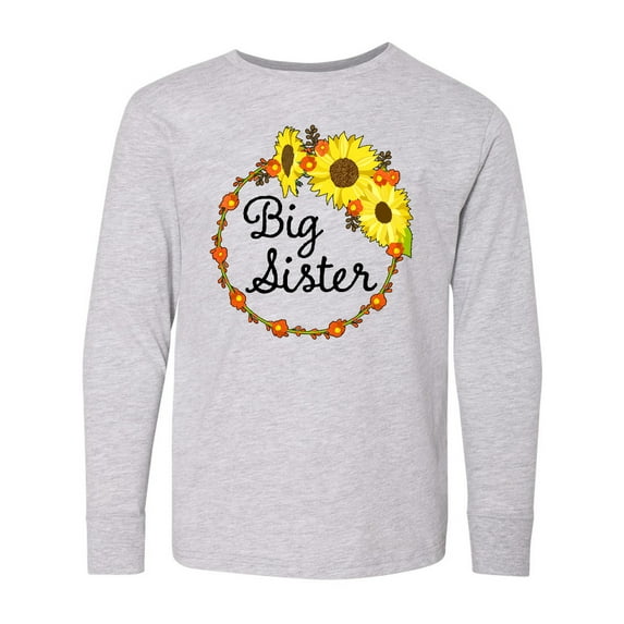 Inktastic Big Sister Sunflower Wreath Long Sleeve Youth T-Shirt