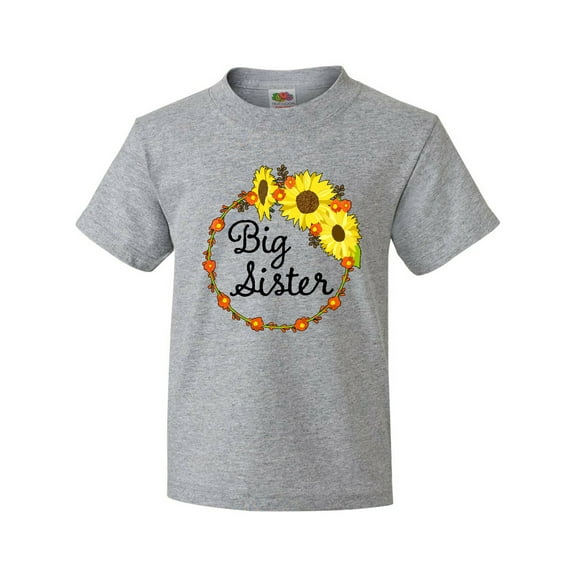 Inktastic Big Sister Sunflower Wreath Youth T-Shirt