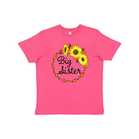Inktastic Big Sister Sunflower Wreath Youth T-Shirt