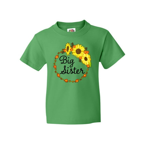 Inktastic Big Sister Sunflower Wreath Youth T-Shirt