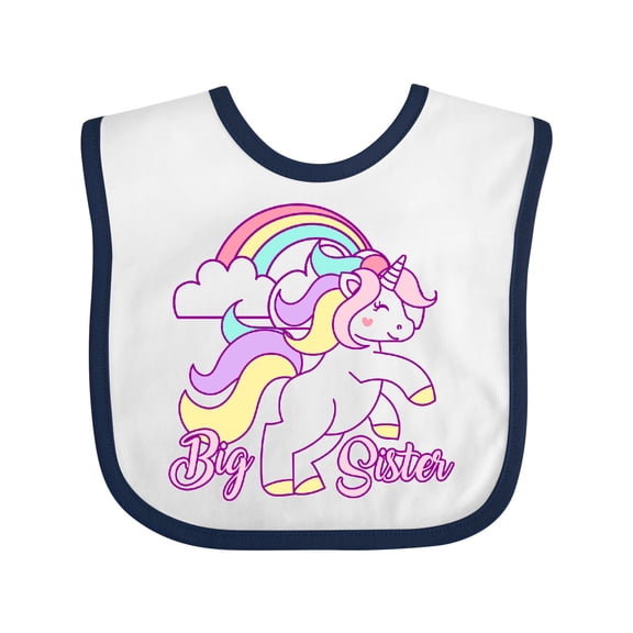 Inktastic Big Sister Unicorn Girls Baby Bib