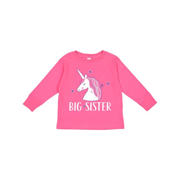 Inktastic Big Sister Unicorn Girls Long Sleeve Toddler T-Shirt