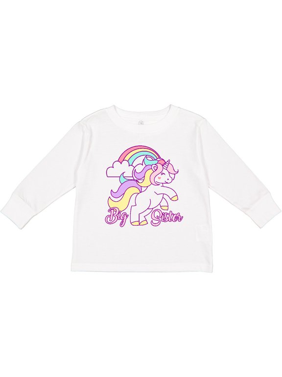 Inktastic Big Sister Unicorn Girls Long Sleeve Toddler T-Shirt
