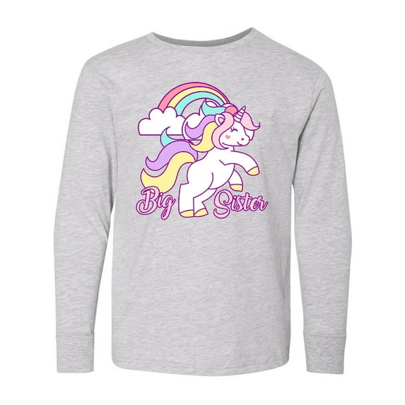 Inktastic Big Sister Unicorn Long Sleeve Youth T-Shirt