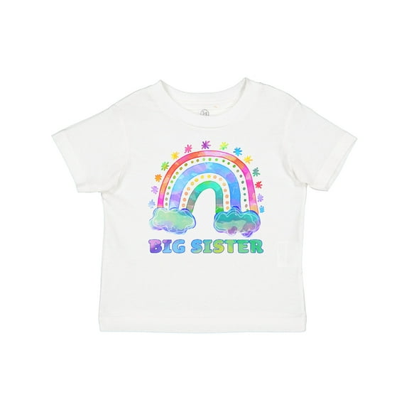 Inktastic Big Sister Watercolor Rainbow with Clouds Girls Baby T-Shirt