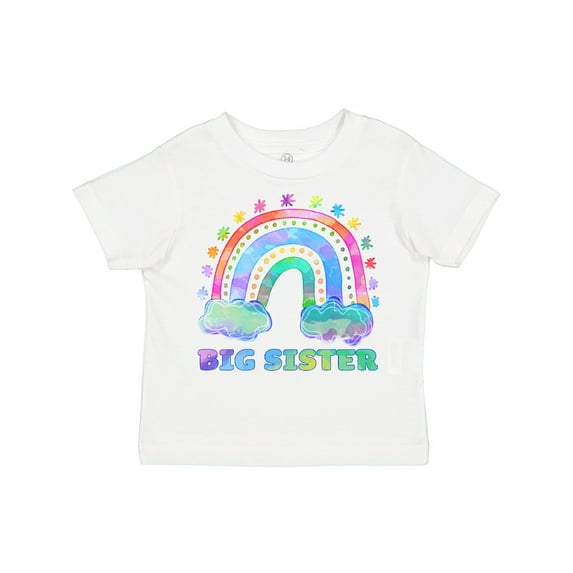 Inktastic Big Sister Watercolor Rainbow with Clouds Girls Toddler T-Shirt