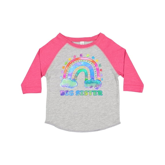 Inktastic Big Sister Watercolor Rainbow with Clouds Girls Toddler T-Shirt