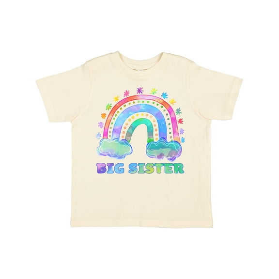 Inktastic Big Sister Watercolor Rainbow with Clouds Girls Toddler T-Shirt