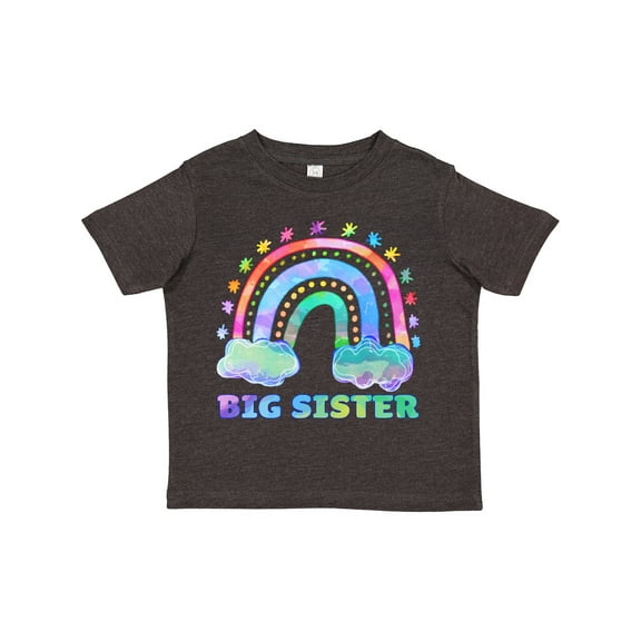 Inktastic Big Sister Watercolor Rainbow with Clouds Girls Toddler T-Shirt