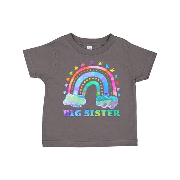Inktastic Big Sister Watercolor Rainbow with Clouds Girls Toddler T-Shirt