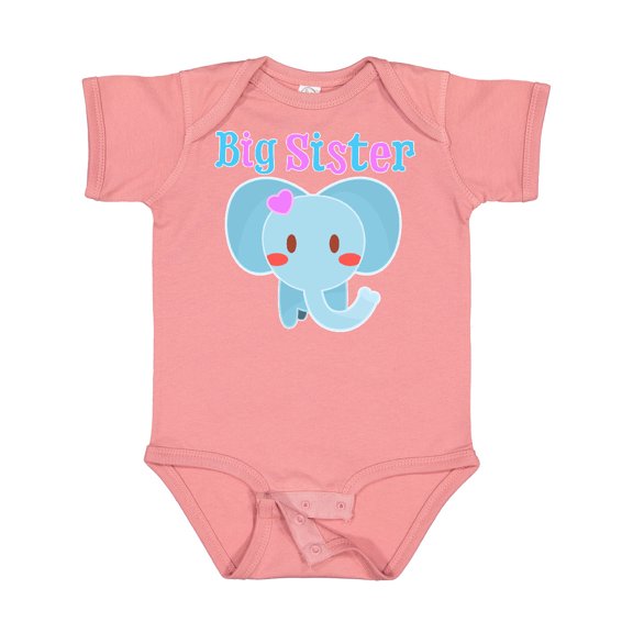 Inktastic Big Sister elephant Girls Baby Bodysuit