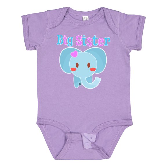 Inktastic Big Sister elephant Girls Baby Bodysuit